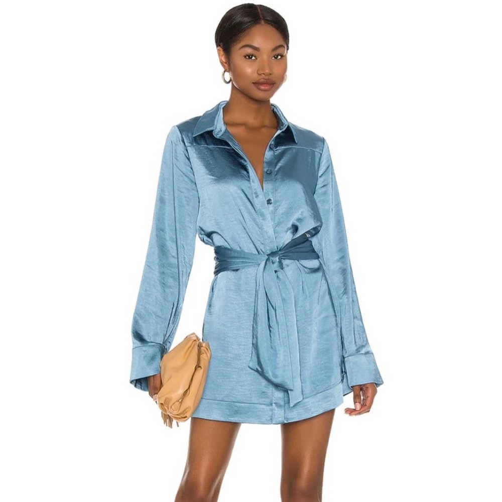 Camila coelho Priscilla blue satin dress